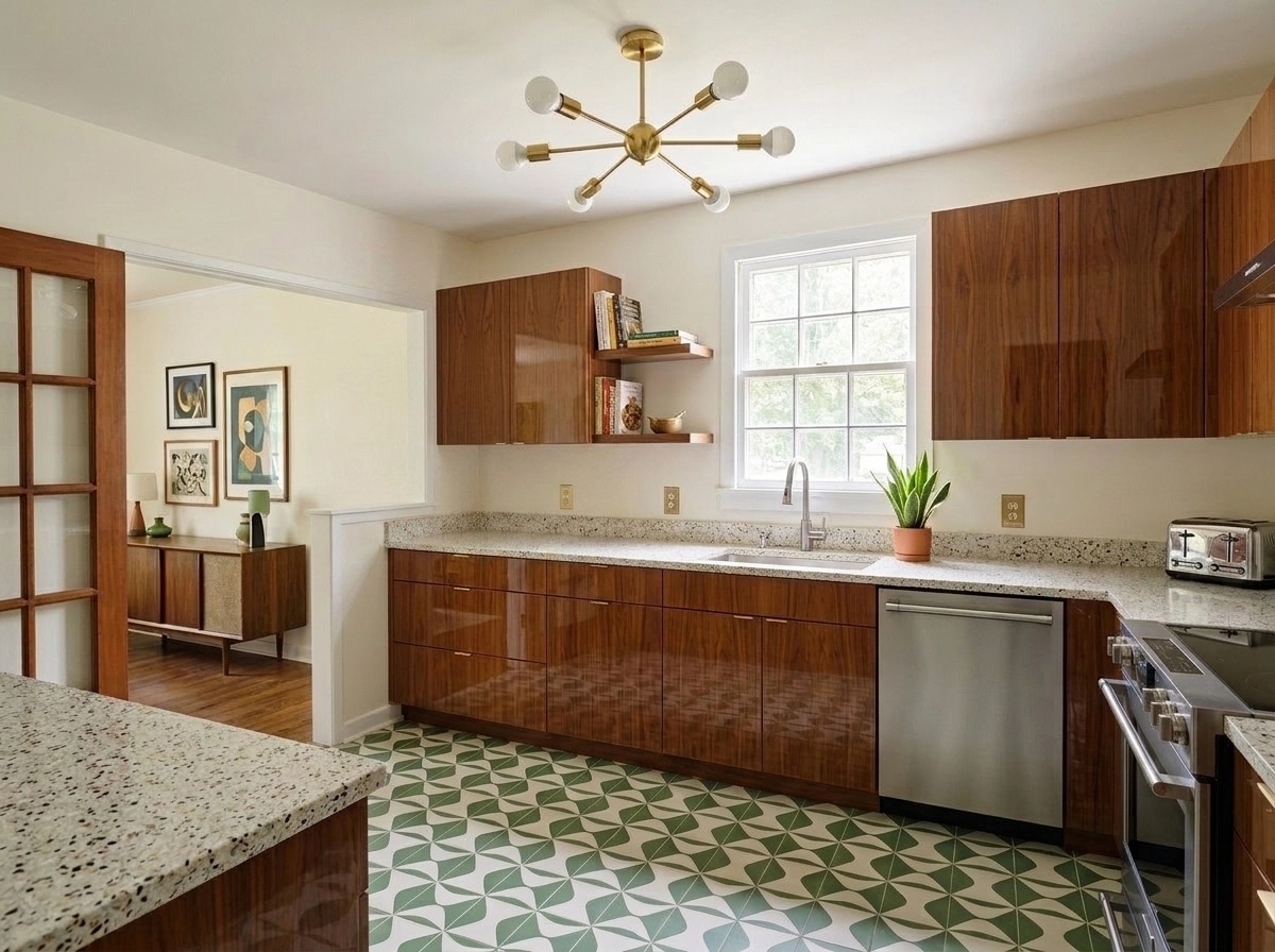 Interior design in Mid-Century Modern style — Kitchen by GenRoom AI