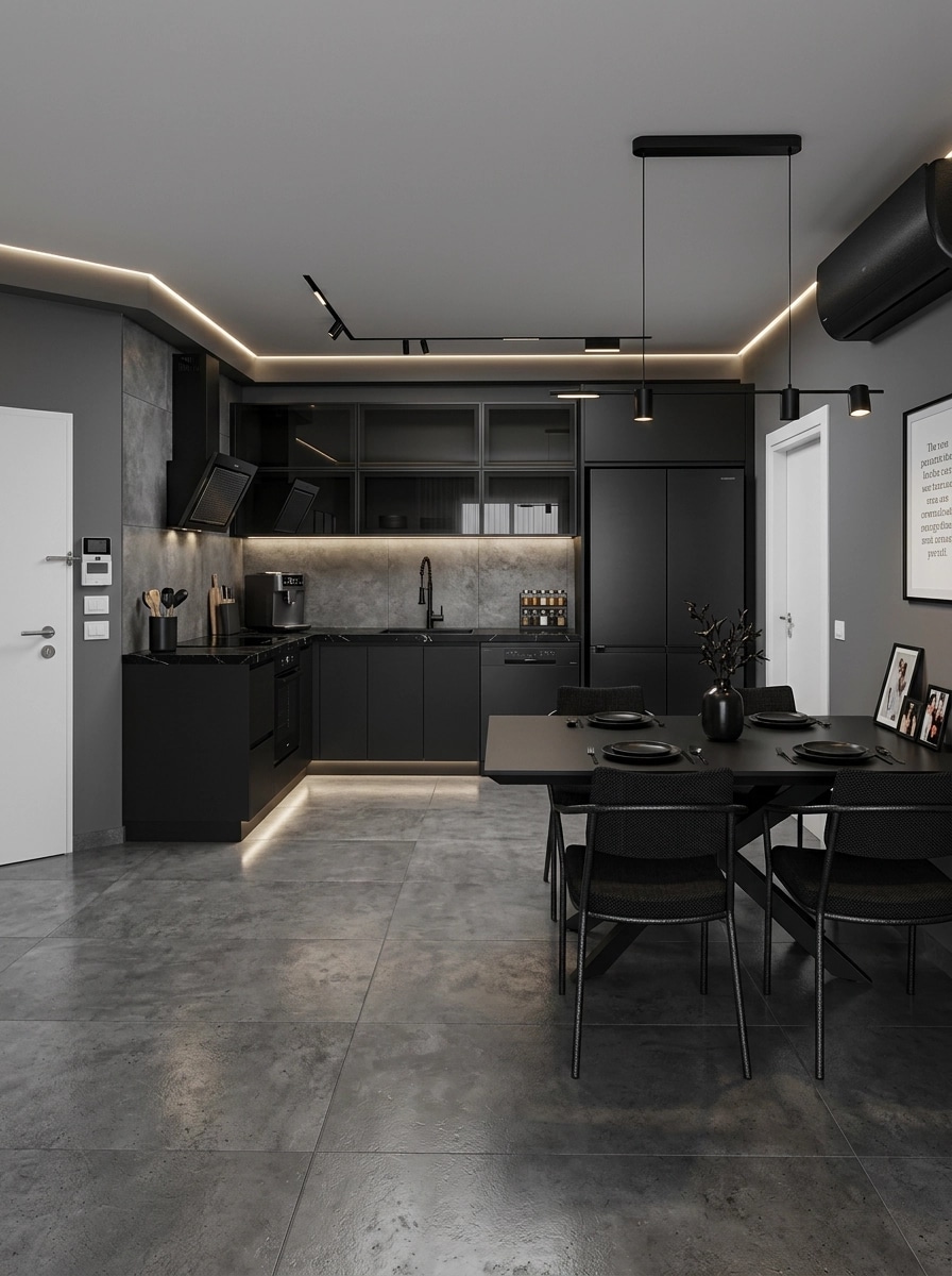 Kitchen interior in Blacktec style — photo by GenRoom AI