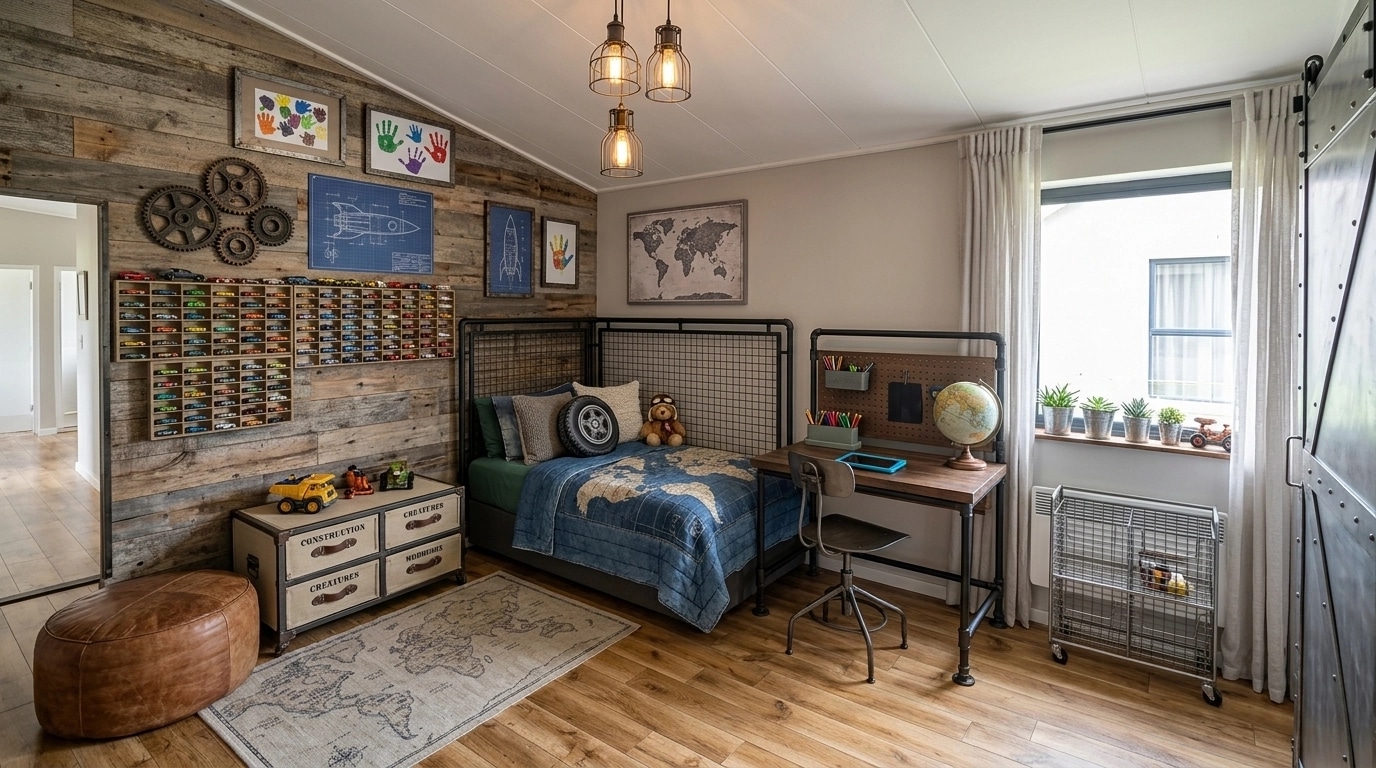 Design de interiores em estilo Loft / Industrial — Quarto Infantil por GenRoom AI