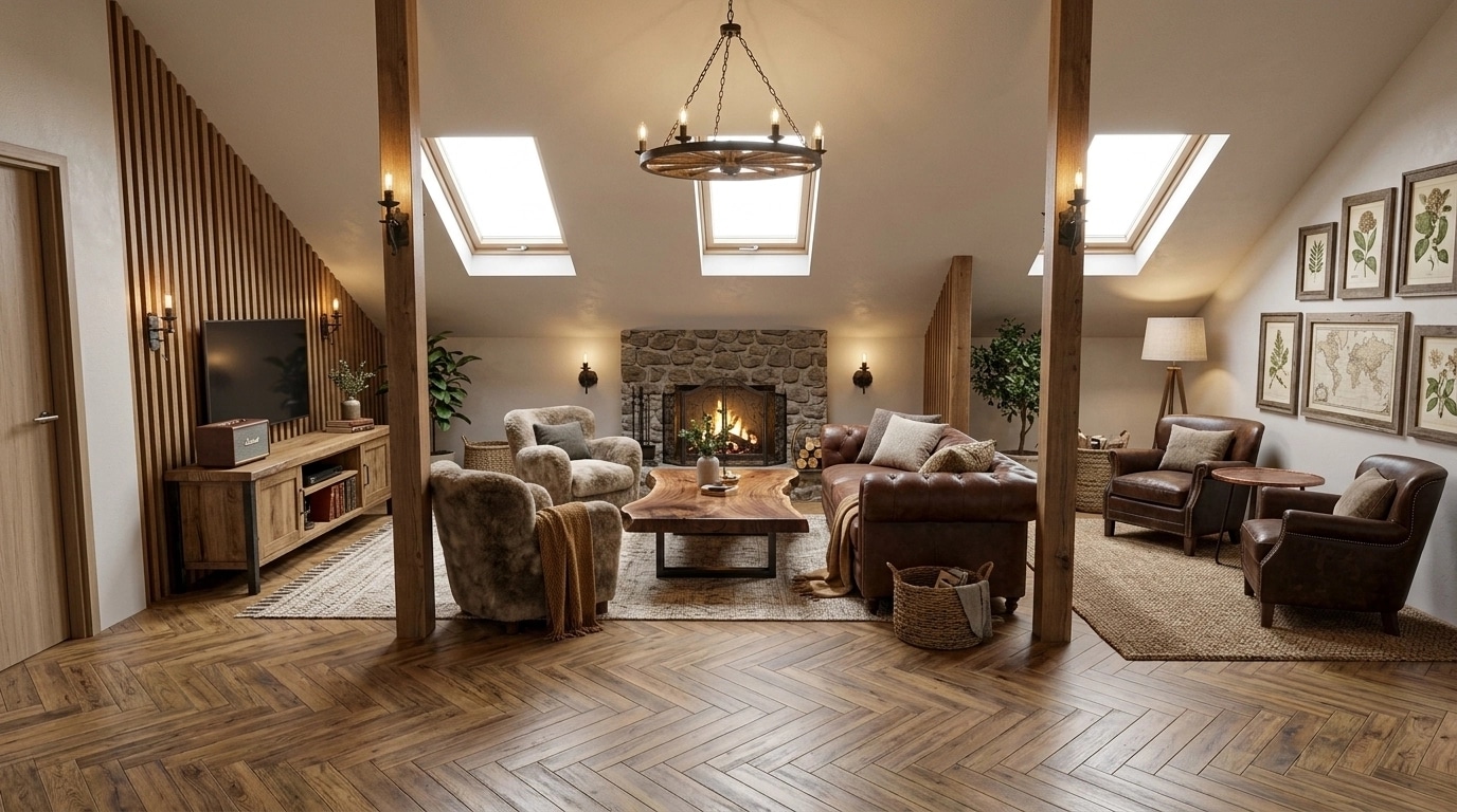 Rustic Living Room design — interior photo by GenRoom AI