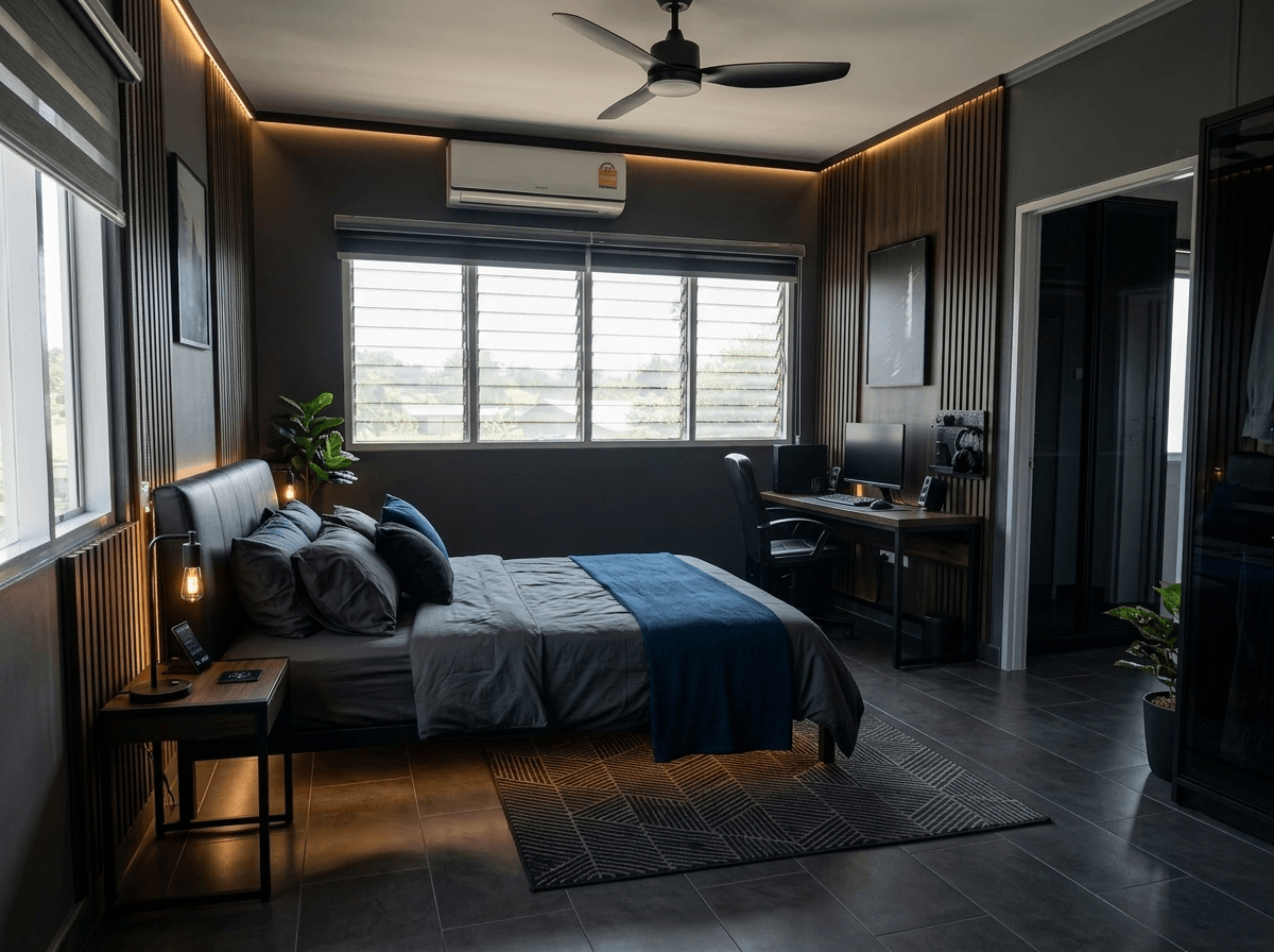 Blacktec Bedroom design — interior photo by GenRoom AI