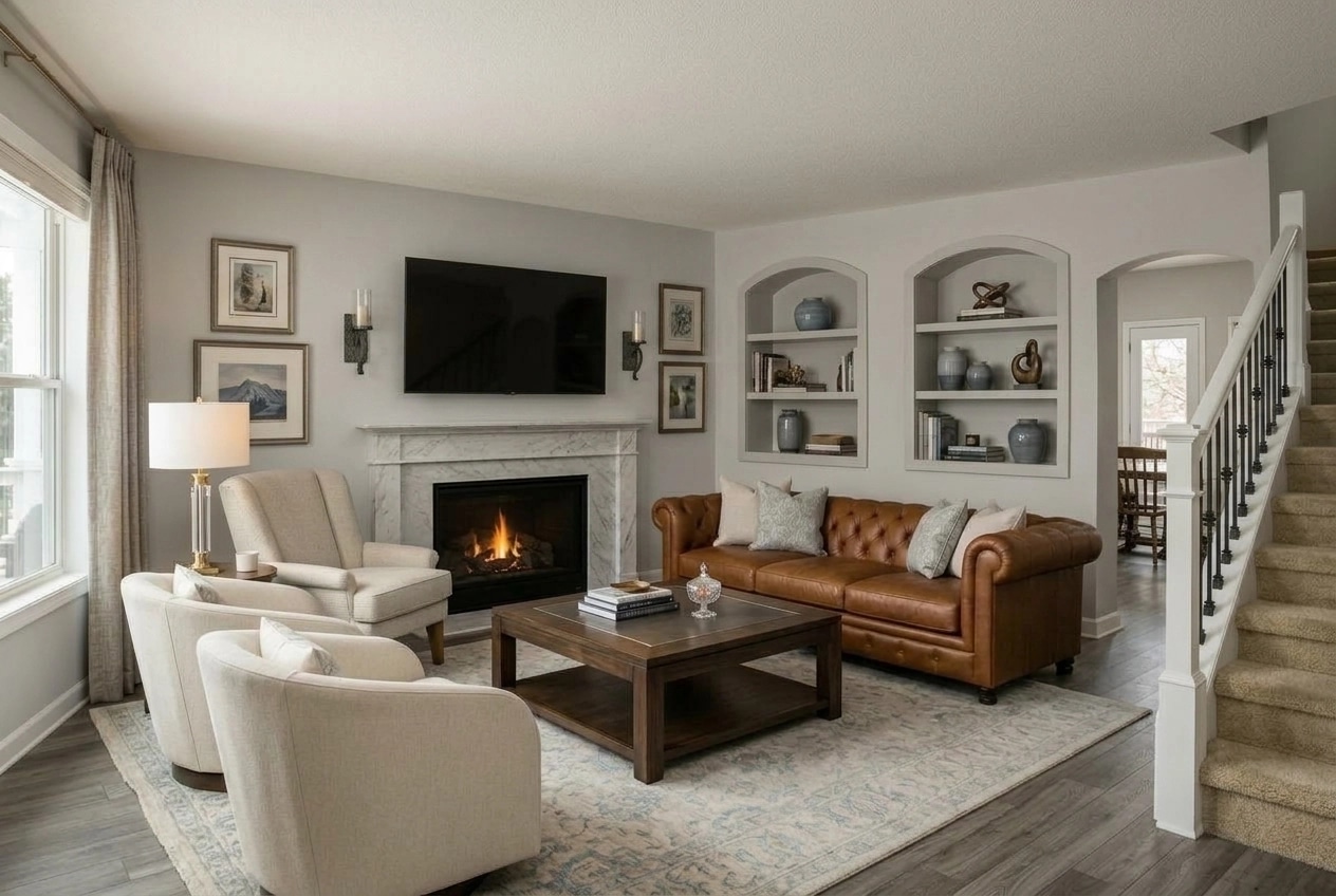 Transitional Living Room design — interior photo by GenRoom AI