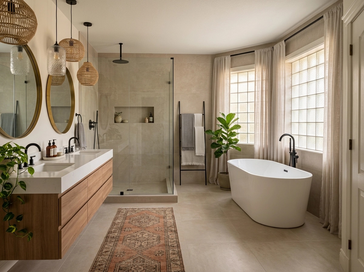 Bohemian Bathroom design — interior photo by GenRoom AI