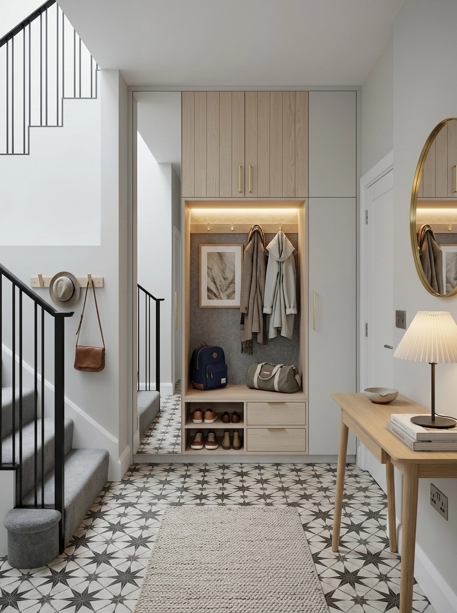 Hallway interior in Scandinavian style — photo by GenRoom AI