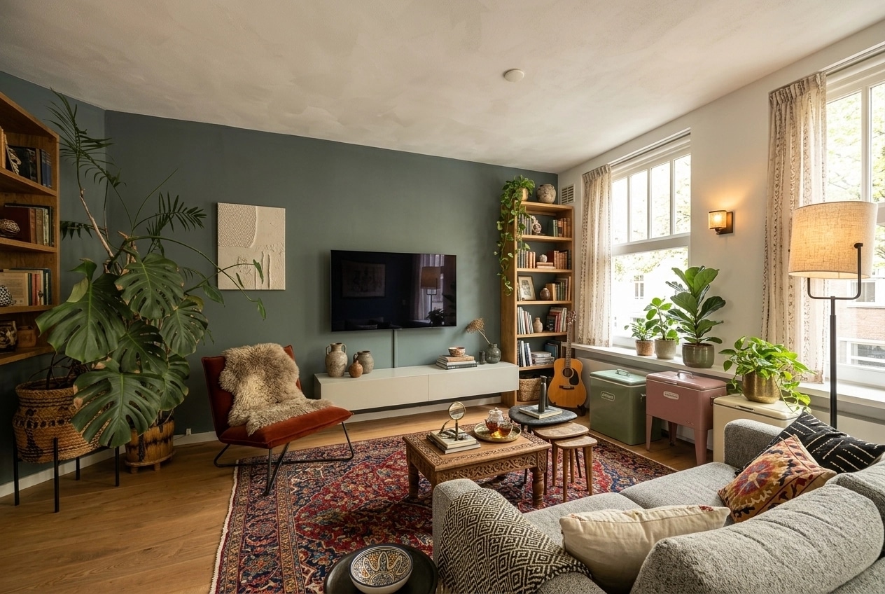 Interior design in Bohemian style — Living Room by GenRoom AI