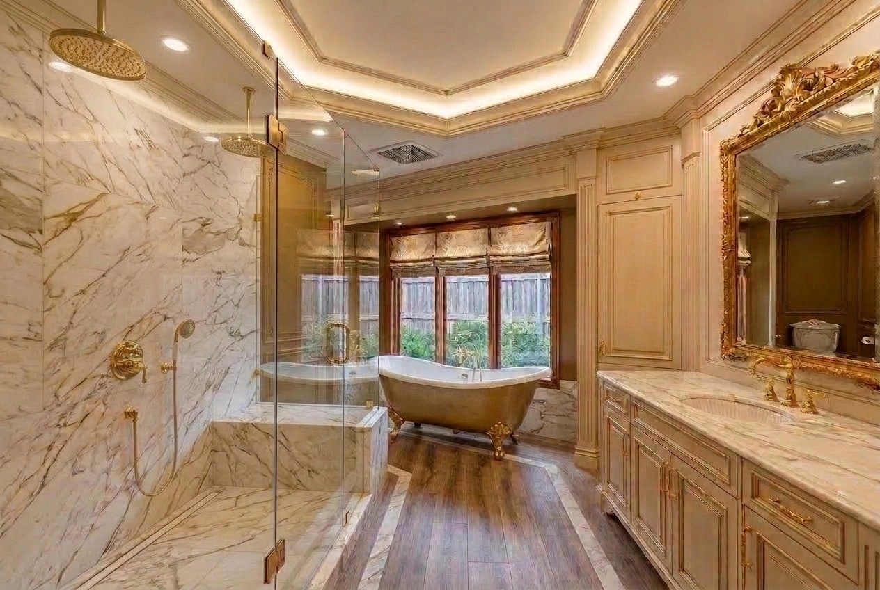 Bathroom interior in Neoclassic style — photo by GenRoom AI