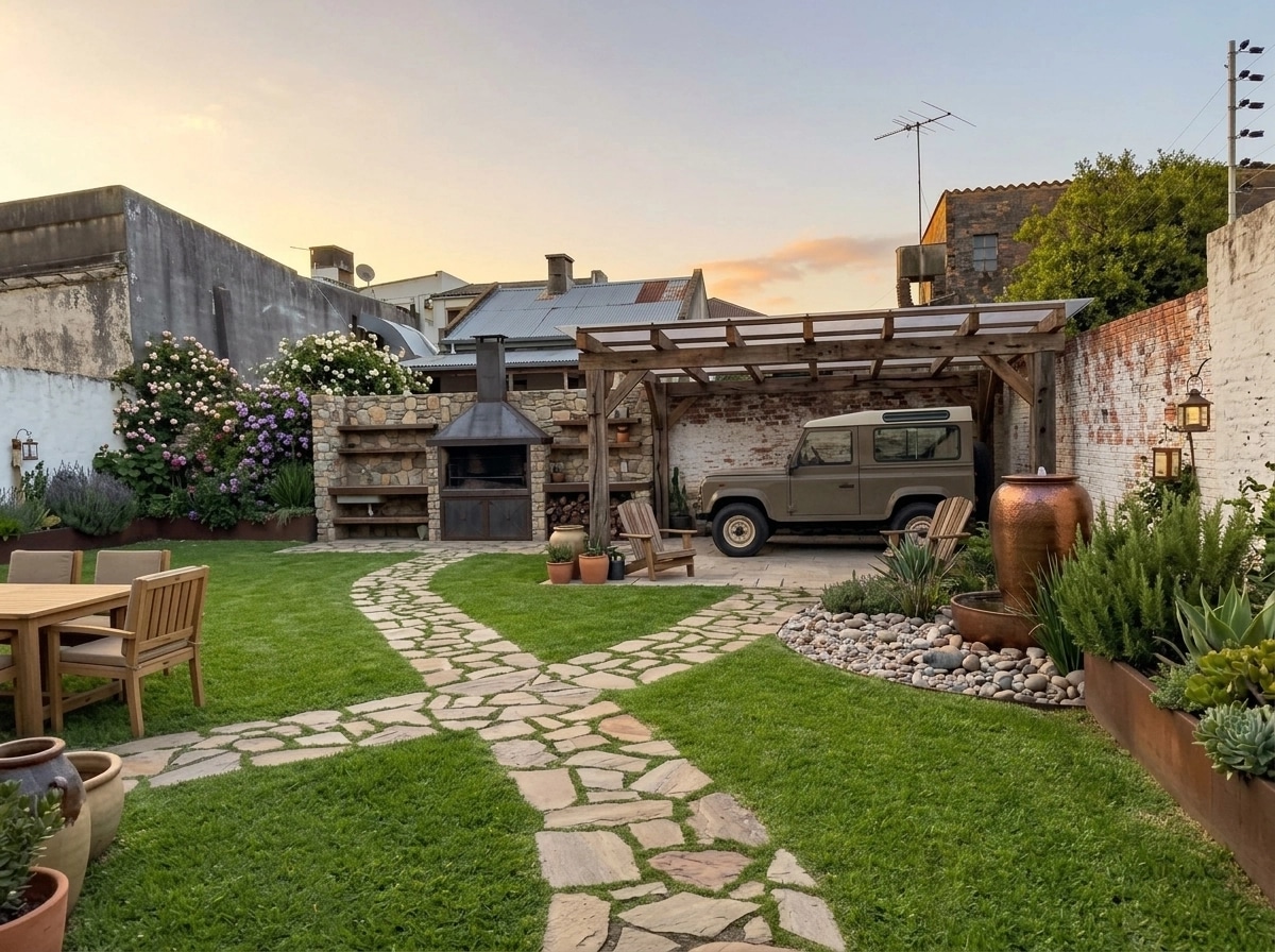 Design d'interni in stile Rustic — Giardino di GenRoom AI