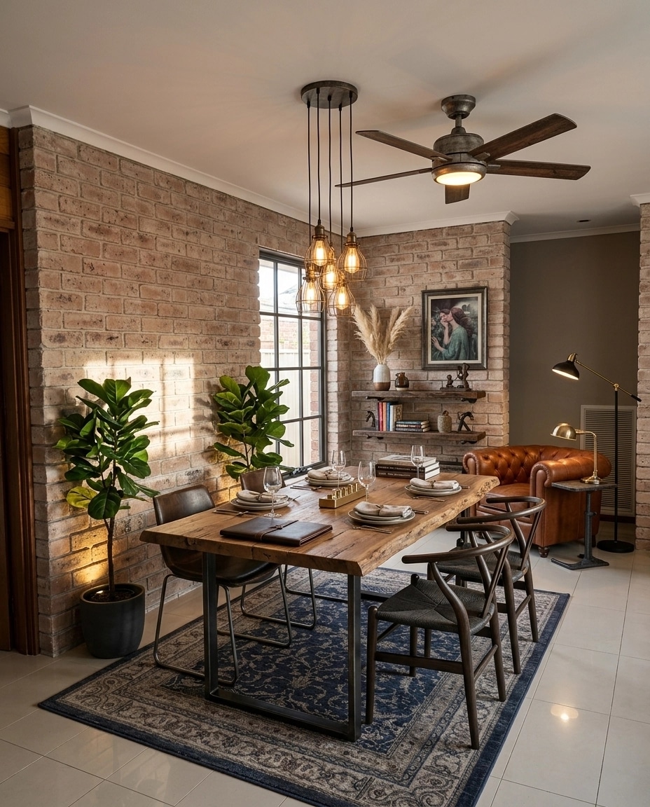 Интерьер дизайны Loft / Industrial стилінде — GenRoom AI жасаған dining_room