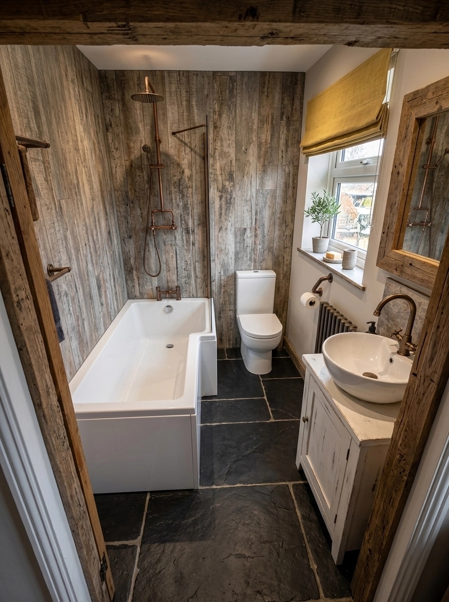 Rustic Bano design — interior photo by GenRoom AI