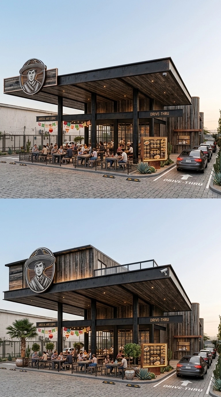 Facade design in Barnhouse Facade style — photo by GenRoom AI