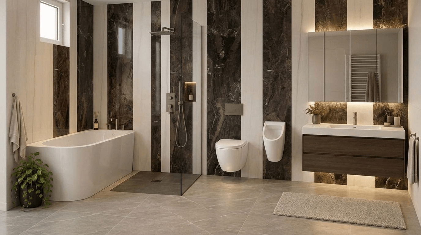 Bathroom interior in Minimalism style — photo by GenRoom AI