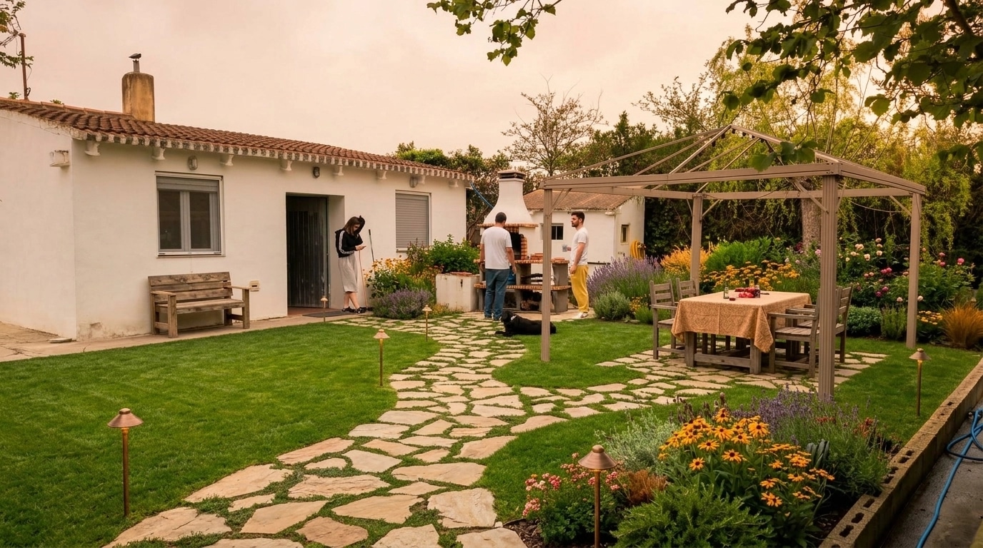 Country Rustic Garden Jardim design — yard photo by GenRoom AI