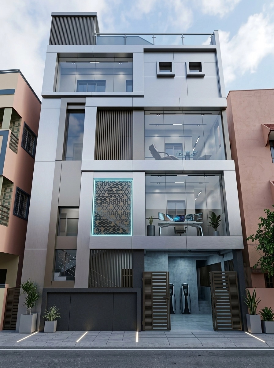 Hi-Tech Facade Facade design — facade photo by GenRoom AI