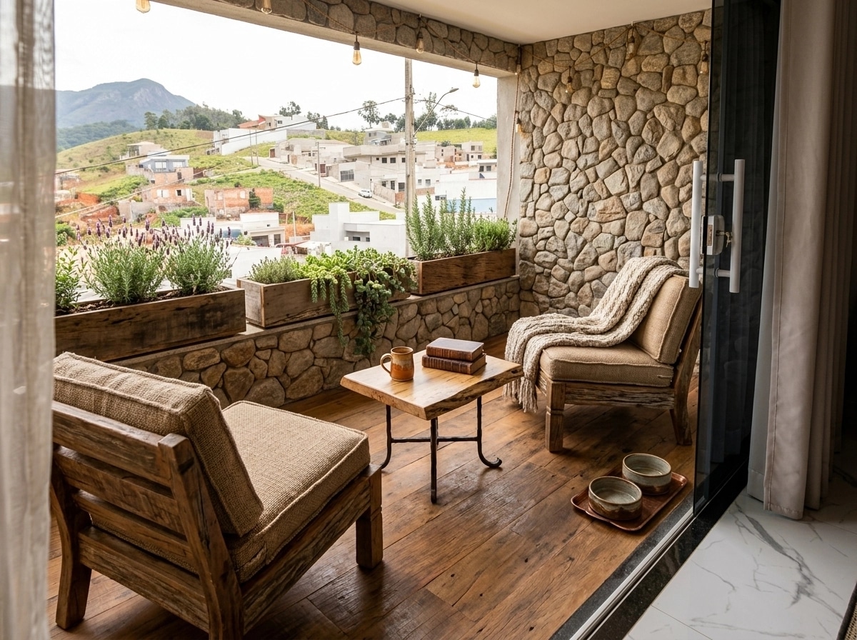 Interior design in Rustic style — balcony by GenRoom AI