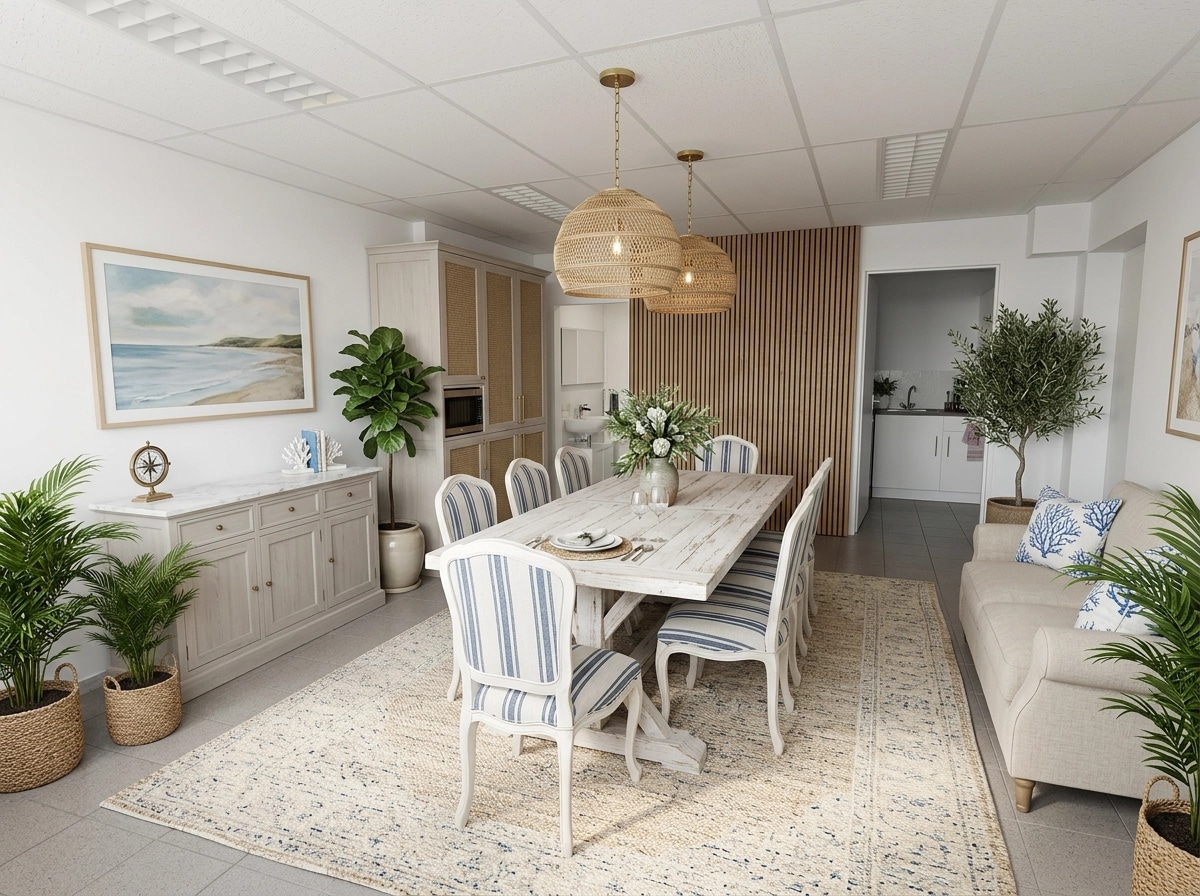 Interior design in Coastal / Hamptons style — dining_room by GenRoom AI