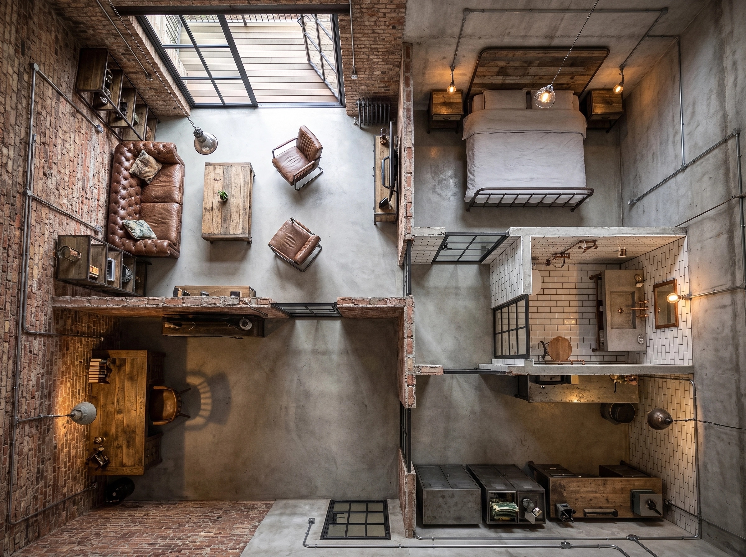 Interior design in Loft / Industrial style — Living Room by GenRoom AI