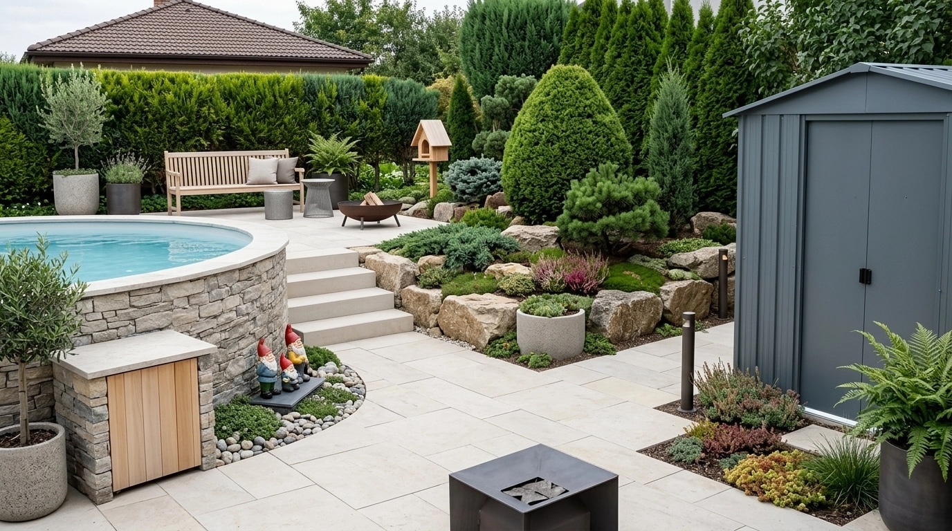 Landscape design in Scandinavian Garden style — Yard by GenRoom AI