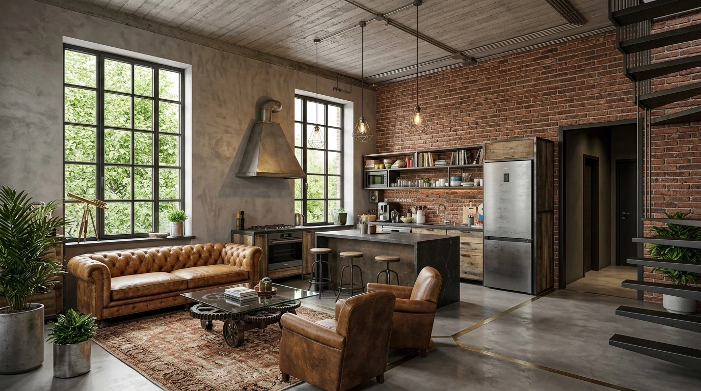 Interior design in Loft / Industrial style — Living Room by GenRoom AI