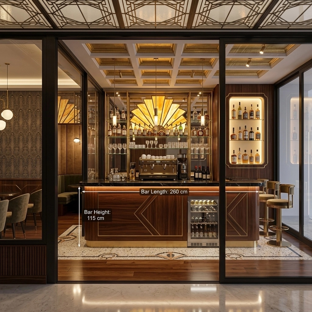 Interior design in Art Deco style — bar by GenRoom AI