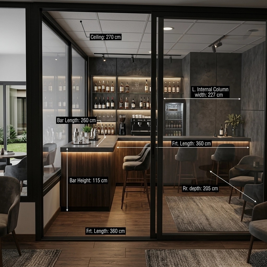 Interior design in Blacktec style — bar by GenRoom AI
