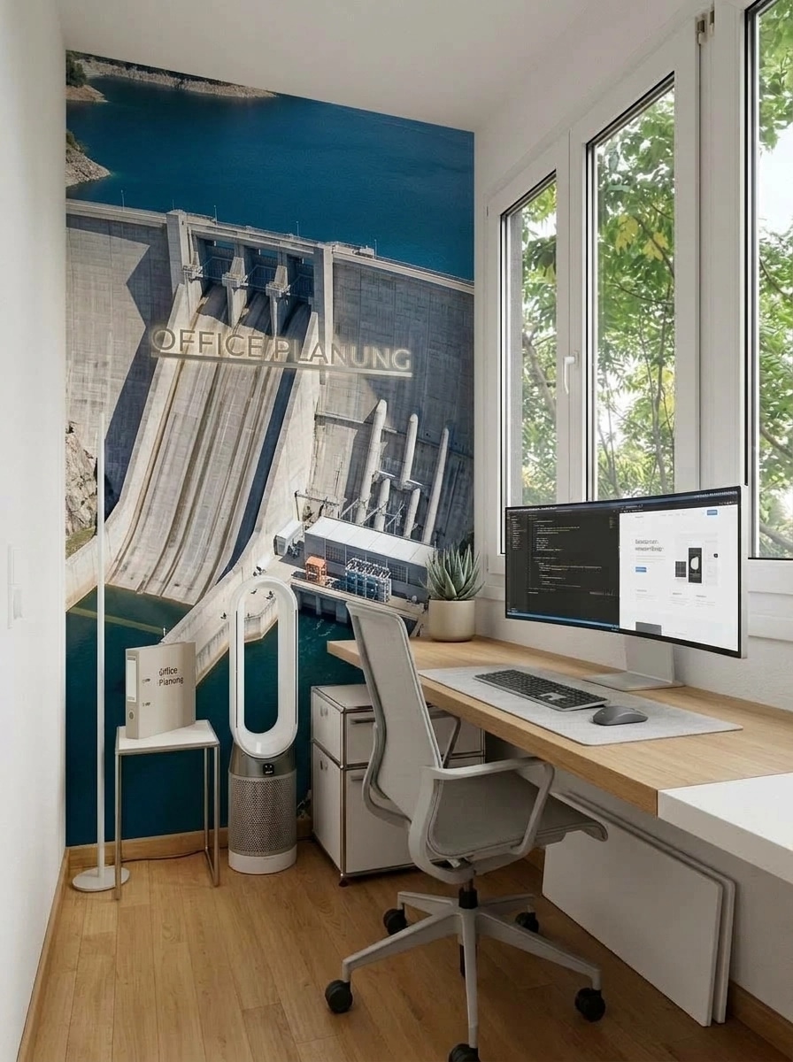 Office interior in Minimalism style — photo by GenRoom AI