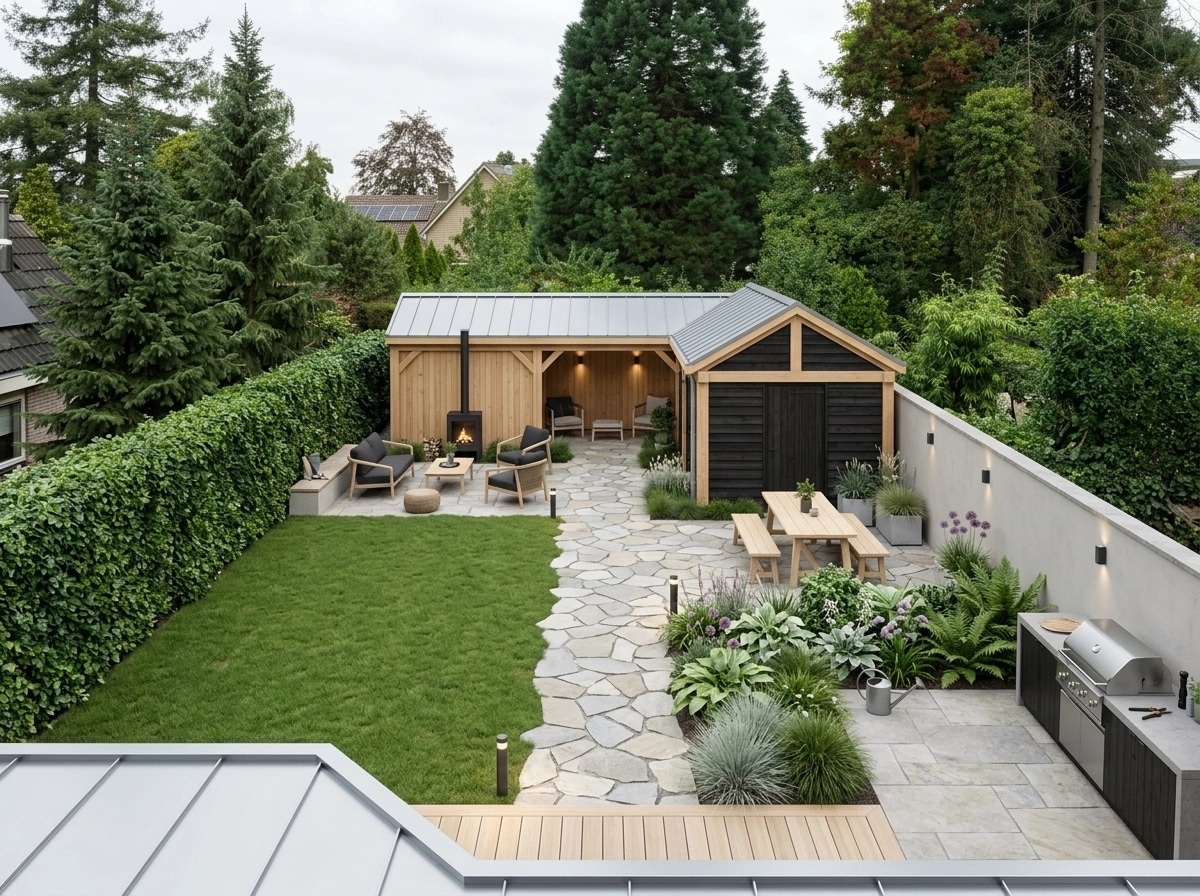 Landscape design in Scandinavian Garden style — Yard by GenRoom AI