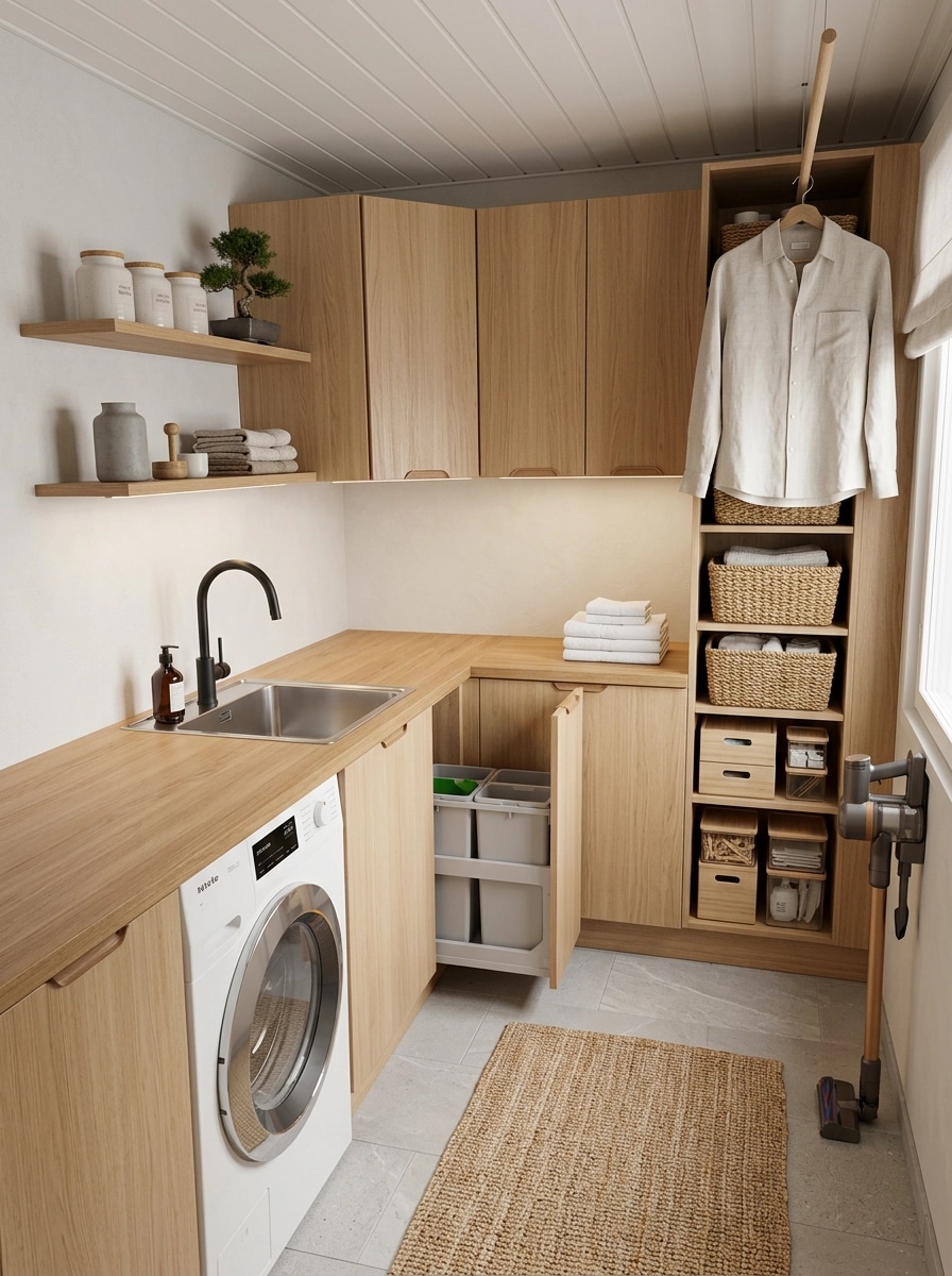 Interior design in Japandi style — laundry by GenRoom AI
