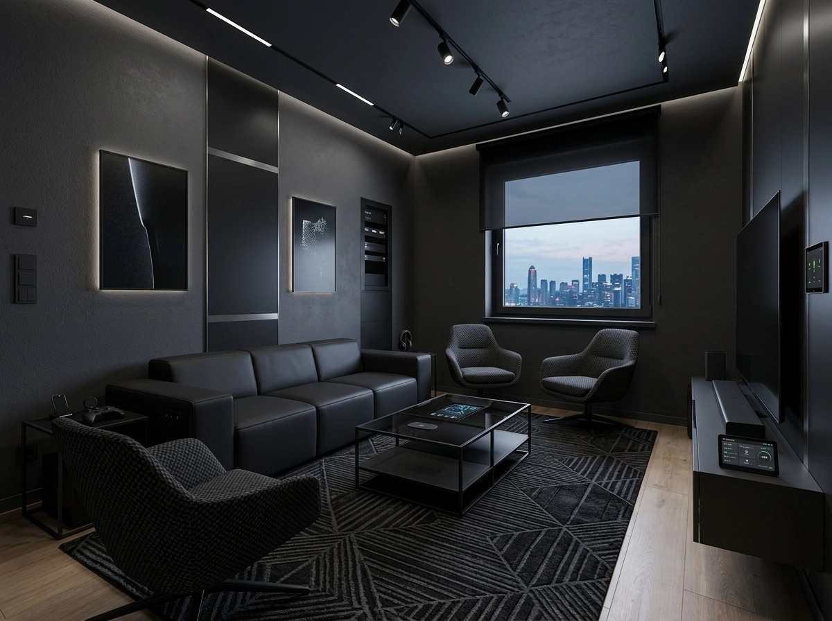 Blacktec Living Room design — interior photo by GenRoom AI