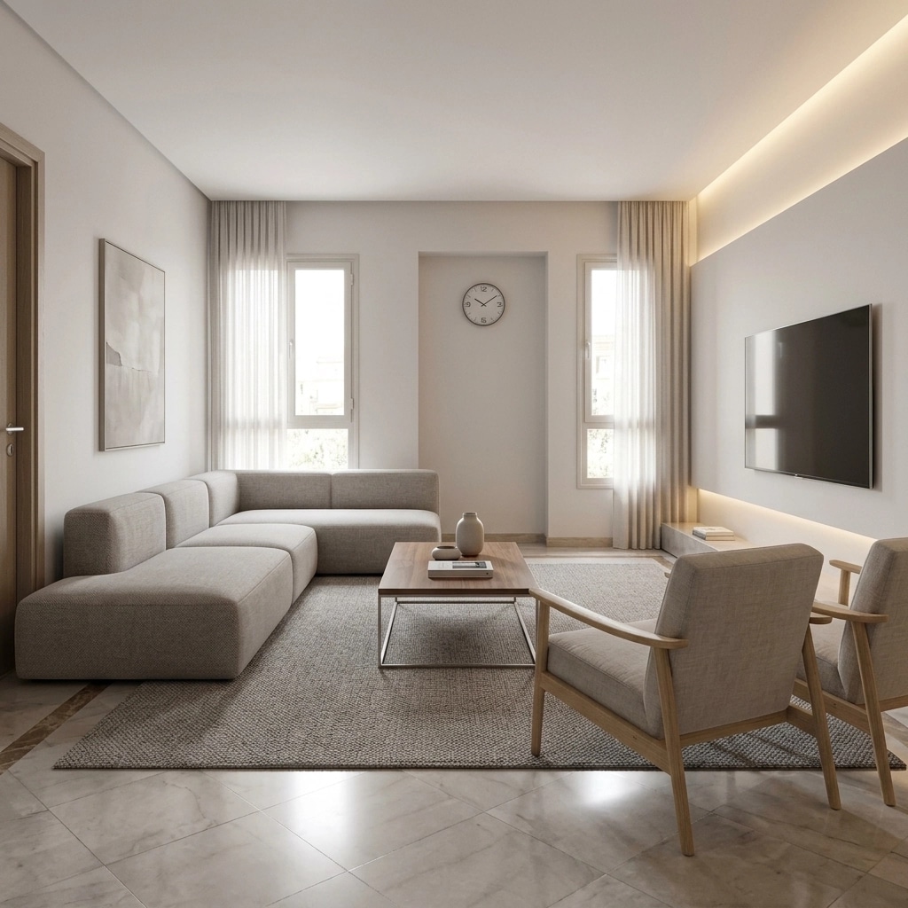Minimalism Living Room design — interior photo by GenRoom AI