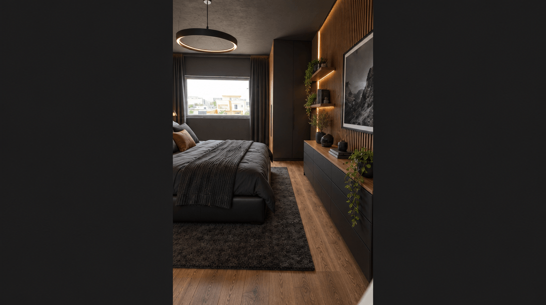 Blacktec Bedroom design — interior photo by GenRoom AI
