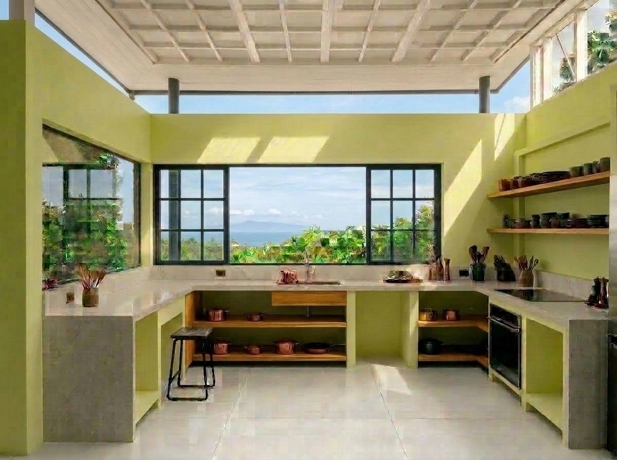 Kitchen interior in Biophilic style — photo by GenRoom AI