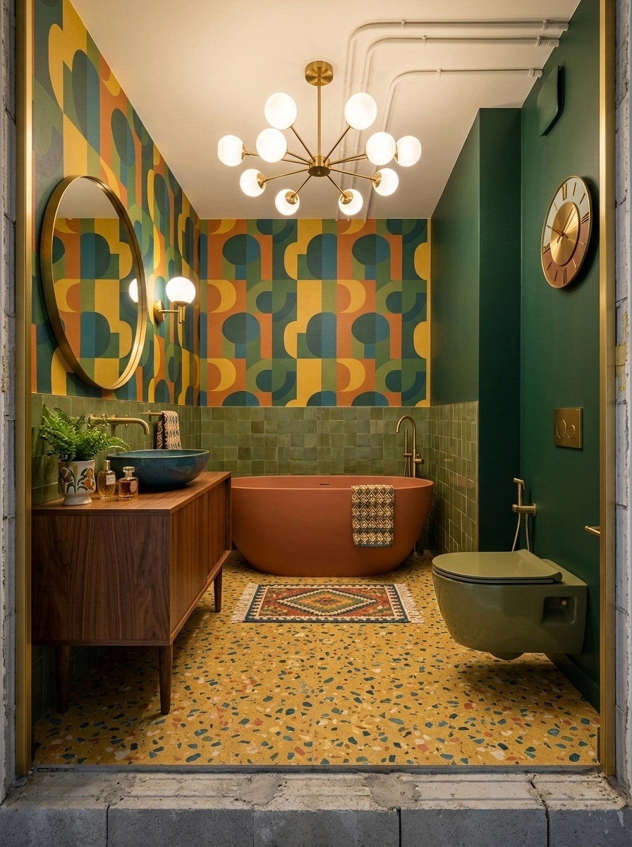 Bathroom interior in Eclectic style — photo by GenRoom AI