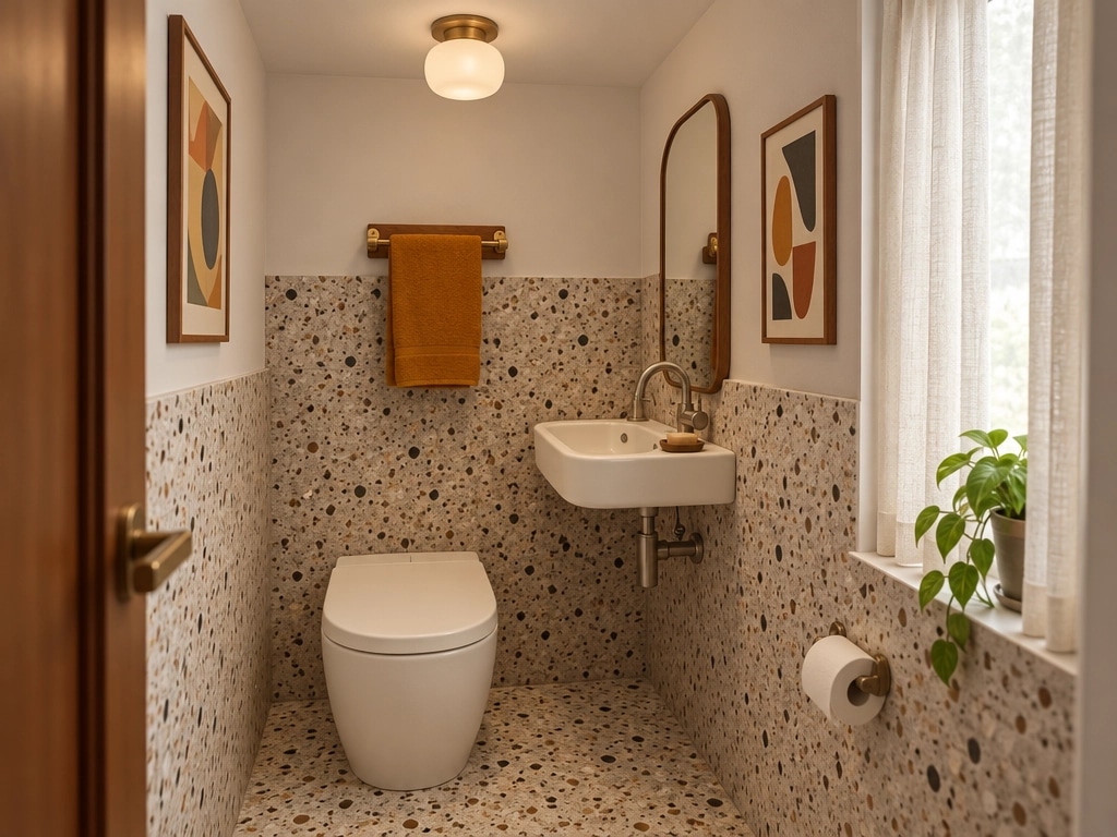 Bathroom interior in Mid-Century Modern style — photo by GenRoom AI
