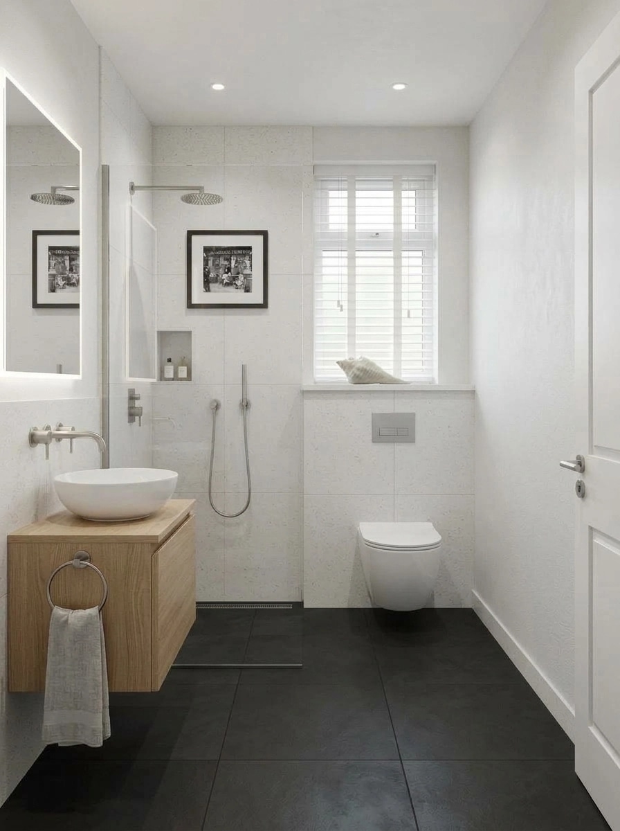 Bathroom interior in Minimalism style — photo by GenRoom AI