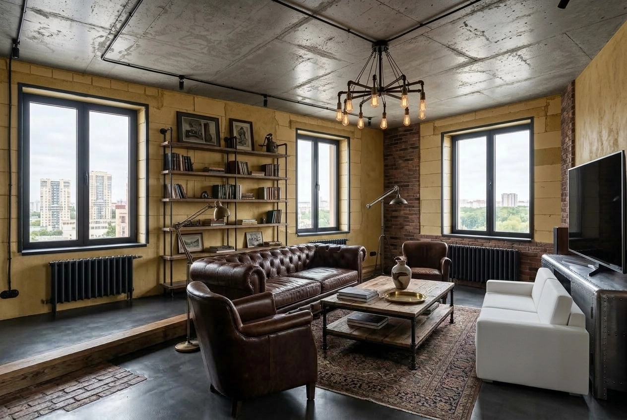 Interior design in Loft / Industrial style — Living Room by GenRoom AI