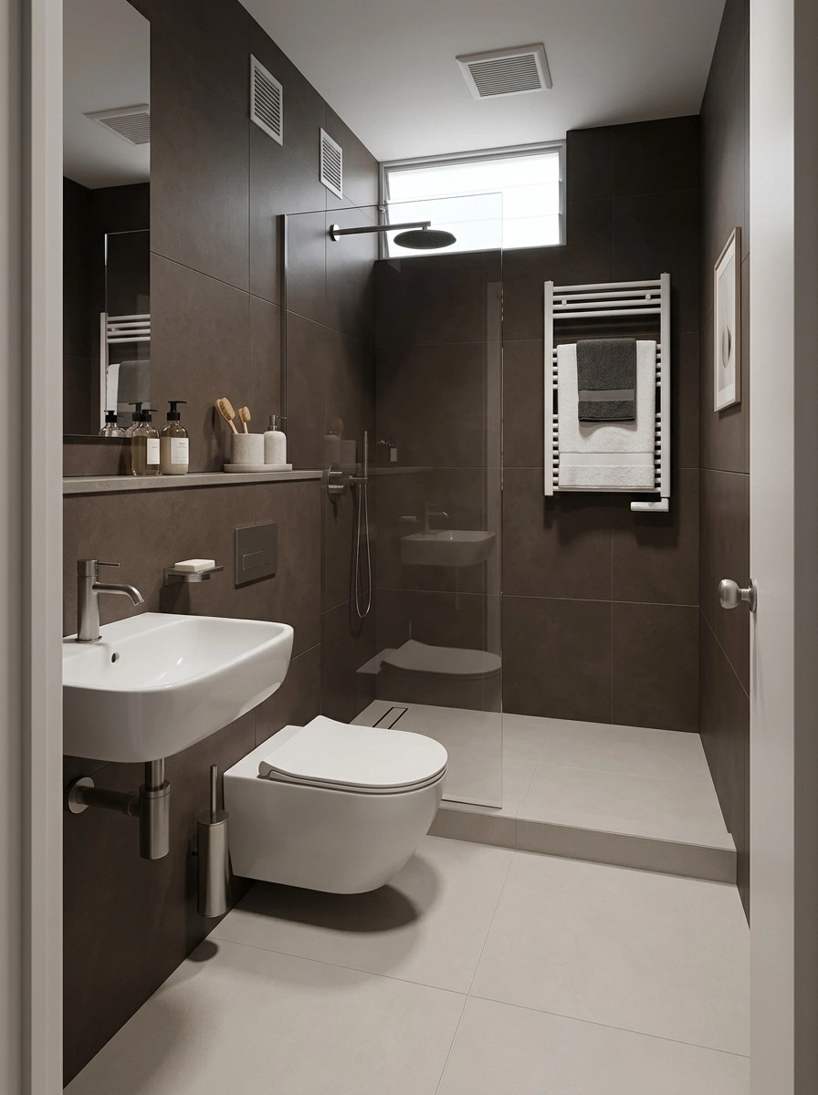 Bathroom interior in Minimalism style — photo by GenRoom AI