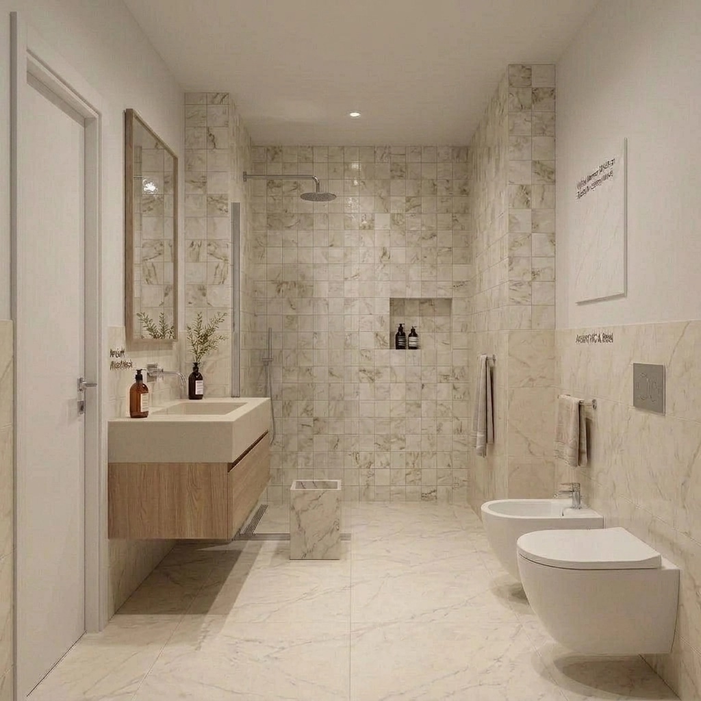 Bathroom interior in Scandinavian style — photo by GenRoom AI