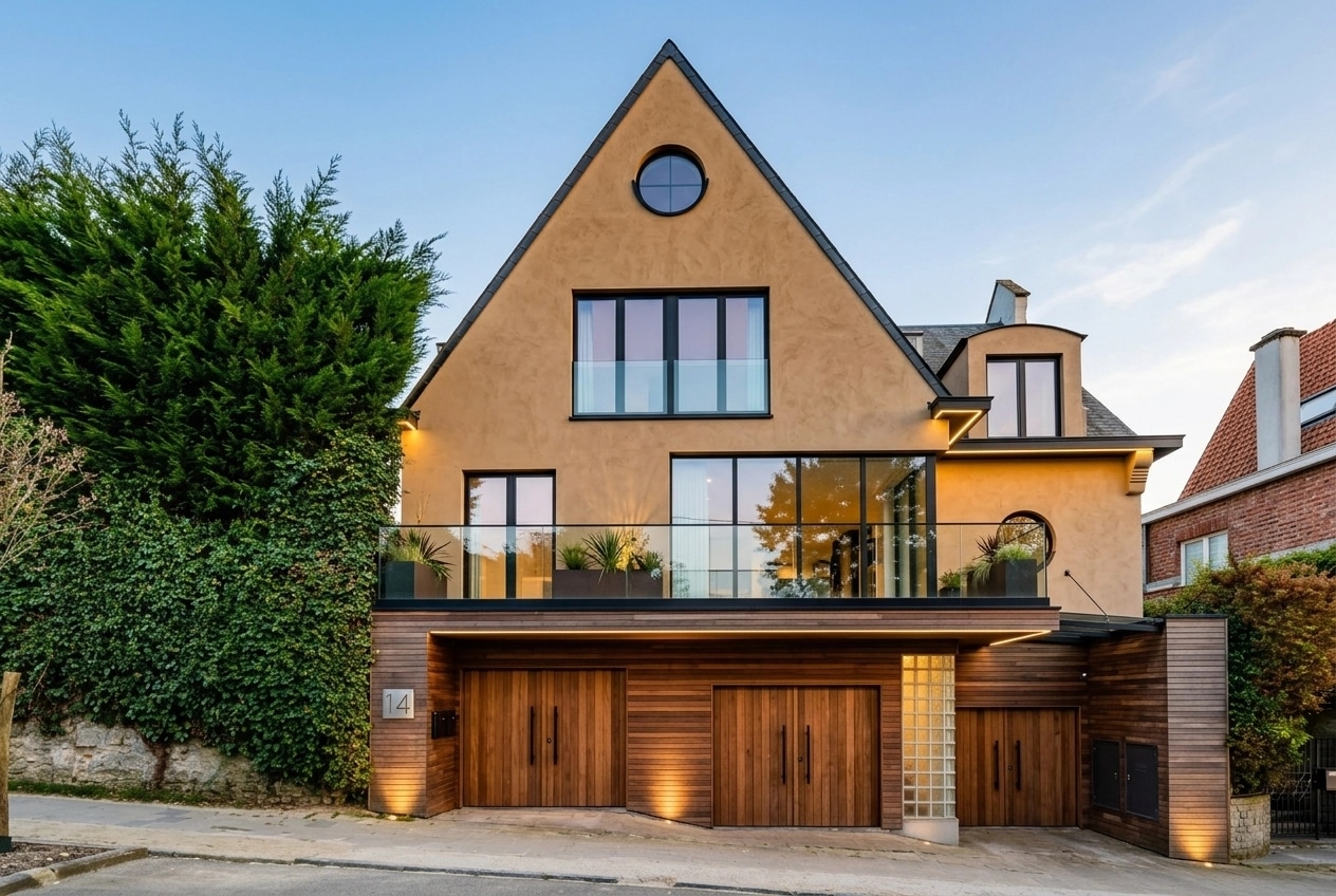 Facade design in Barnhouse Facade style — photo by GenRoom AI
