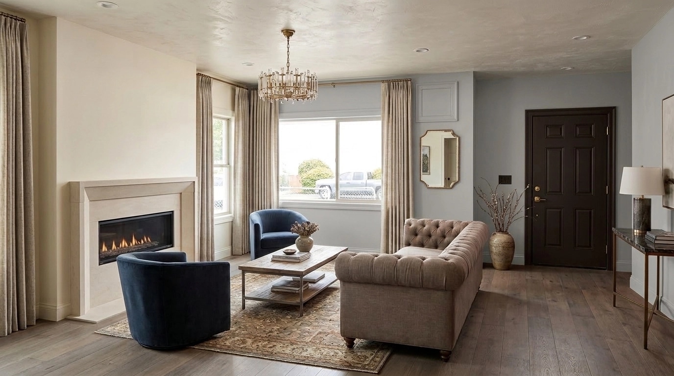 Transitional Living Room design — interior photo by GenRoom AI