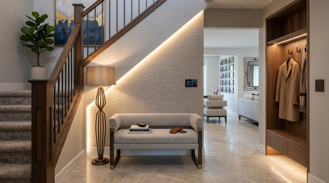 Transitional Hallway design — interior photo by GenRoom AI