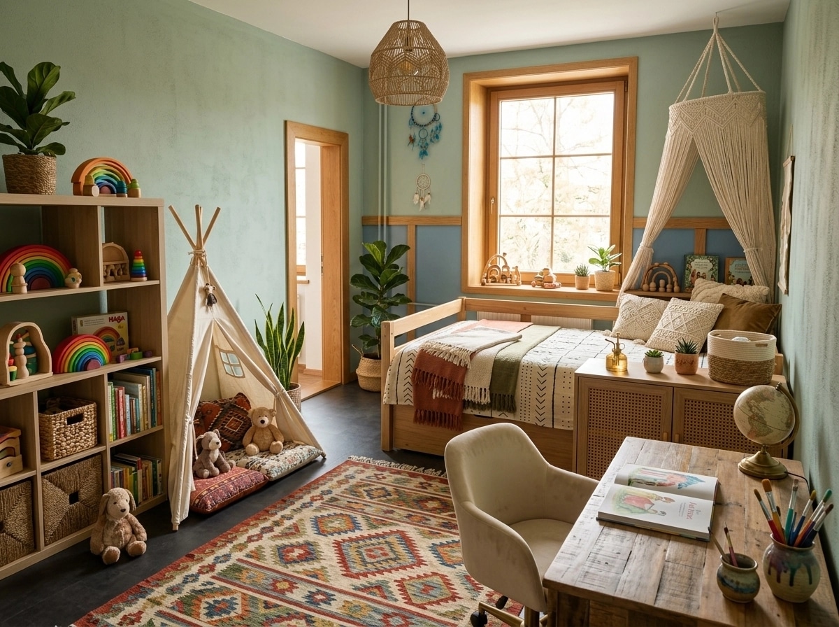 Interior design in Bohemian style — Kids Room by GenRoom AI