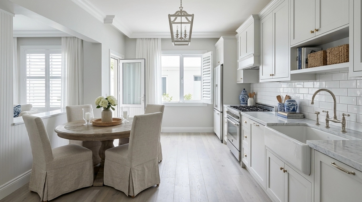 Kitchen interior in Coastal / Hamptons style — photo by GenRoom AI