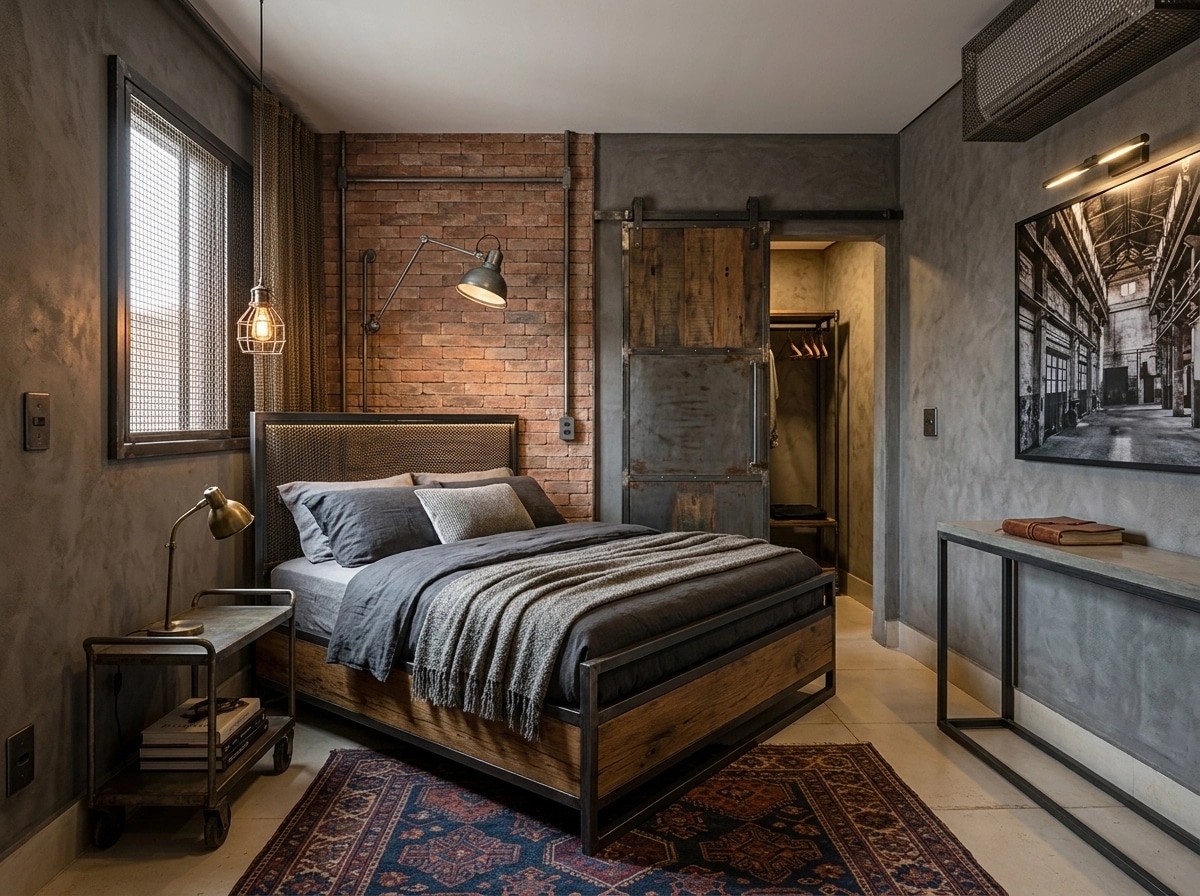 Loft / Industrial Bedroom design — interior photo by GenRoom AI