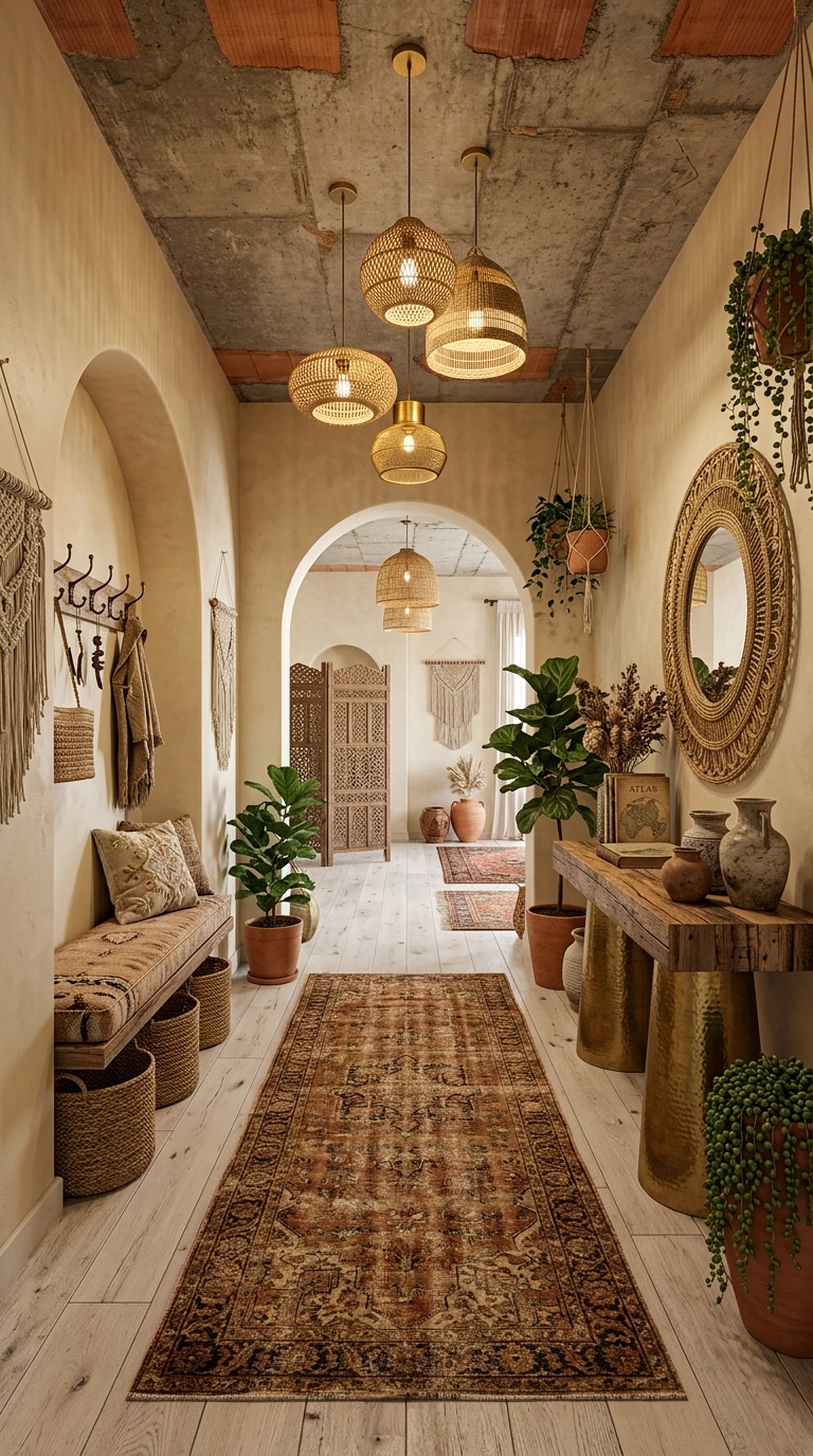 Hallway interior in Bohemian style — photo by GenRoom AI