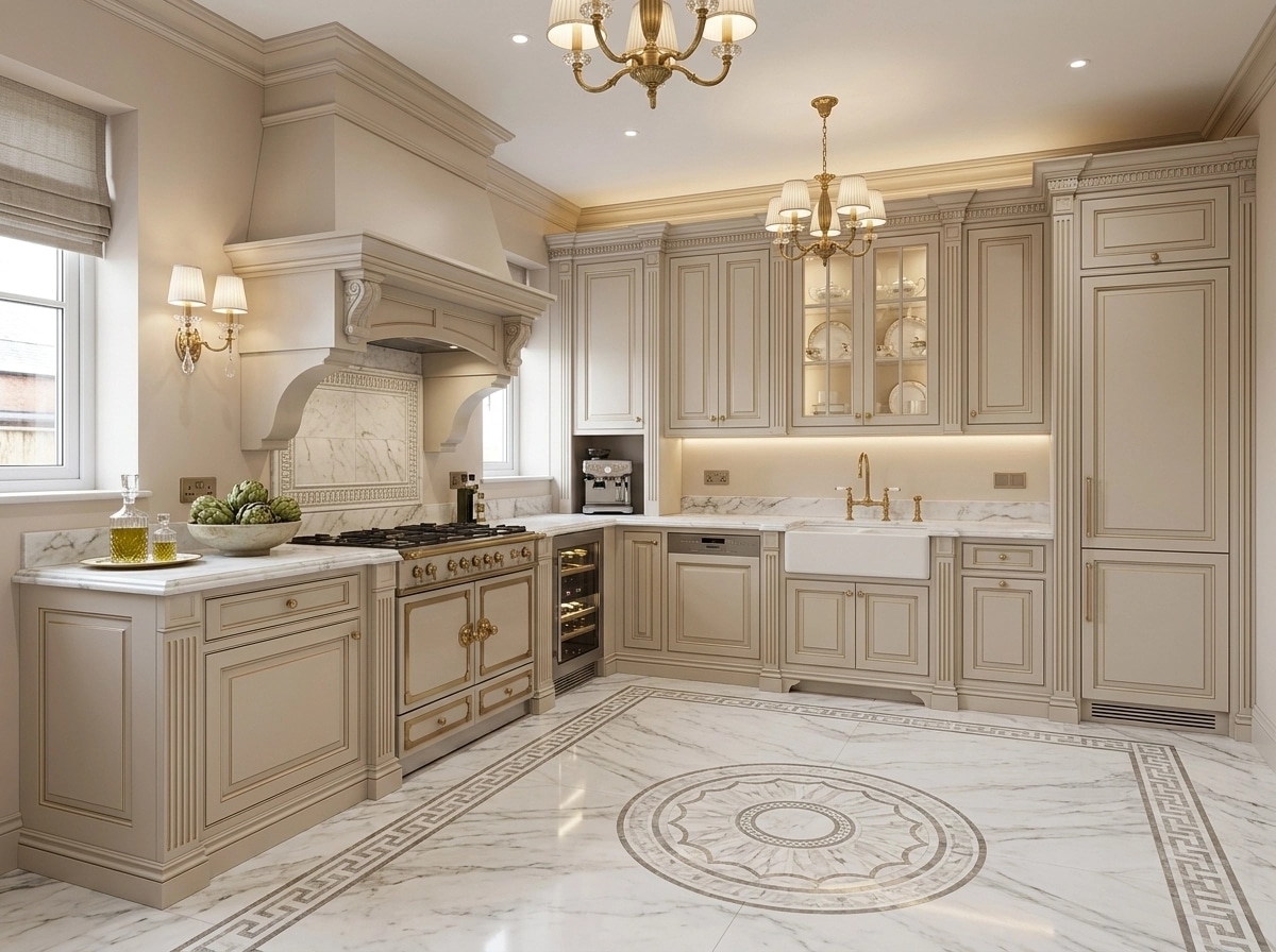 Kitchen interior in Neoclassic style — photo by GenRoom AI