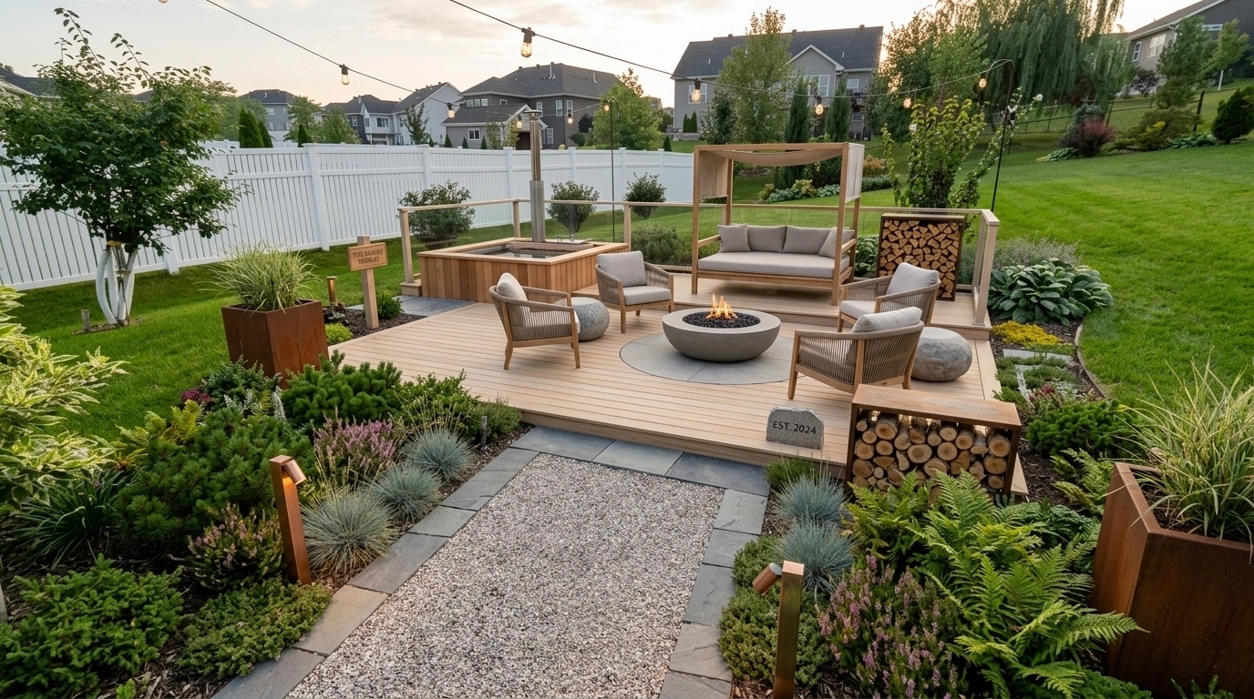 Landscape design in Scandinavian Garden style — Yard by GenRoom AI