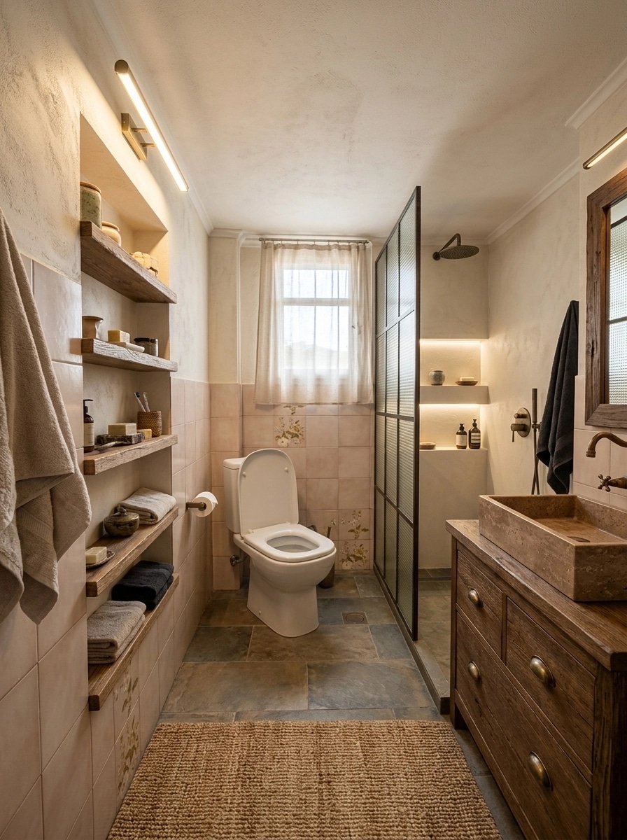 Rustic Bano design — interior photo by GenRoom AI
