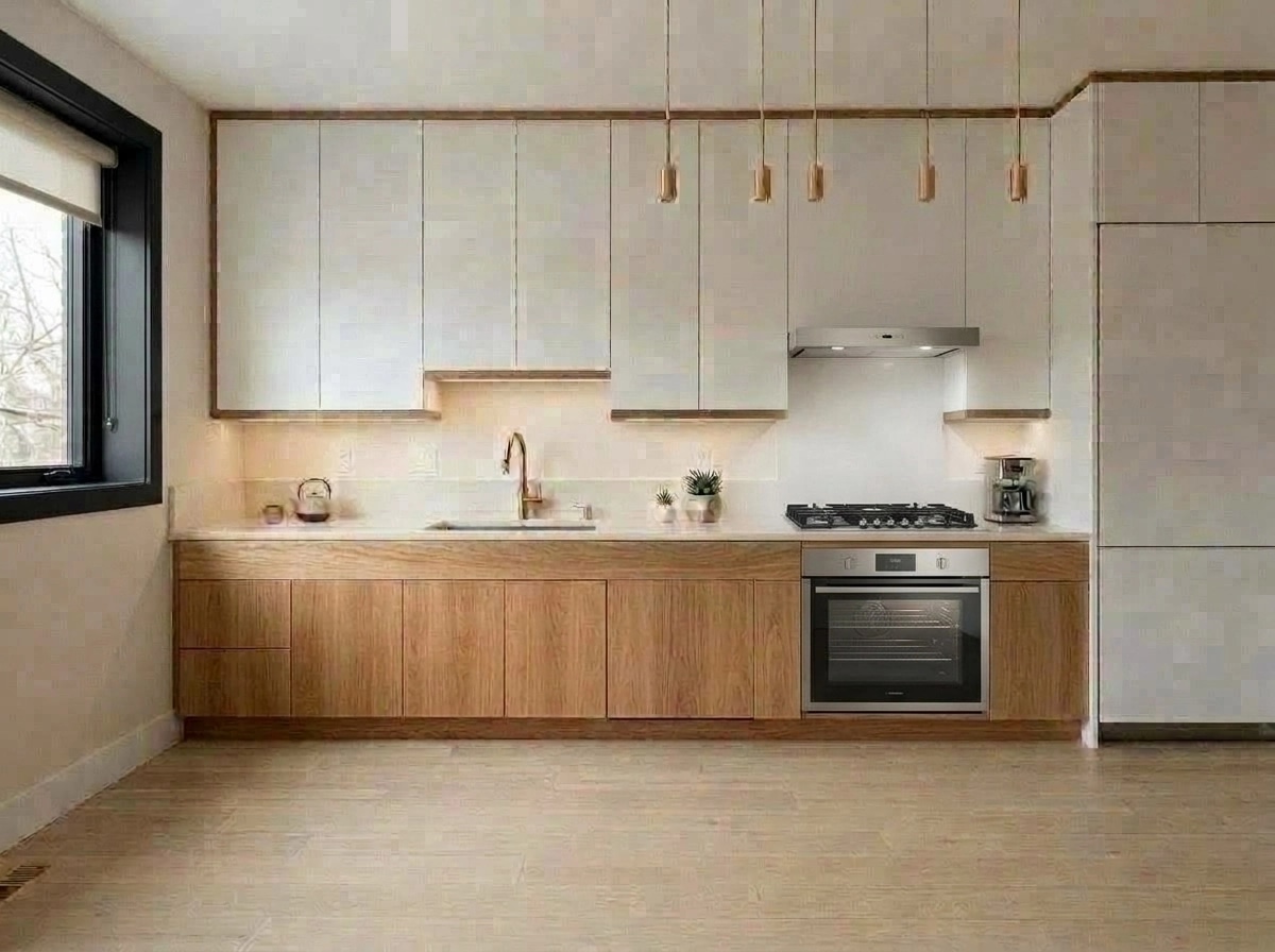 Kitchen interior in Mid-Century Modern style — photo by GenRoom AI
