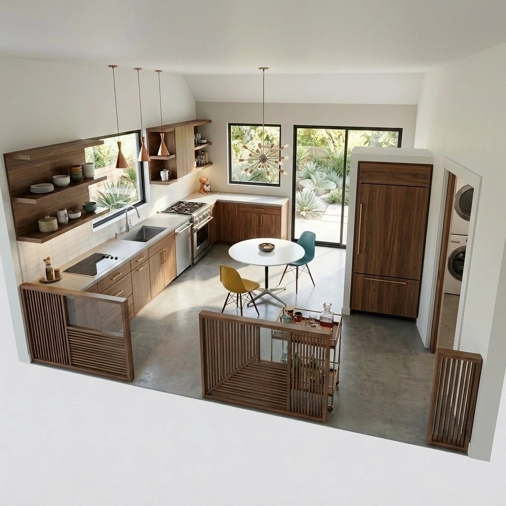 Mid-Century Modern Kitchen design — interior photo by GenRoom AI
