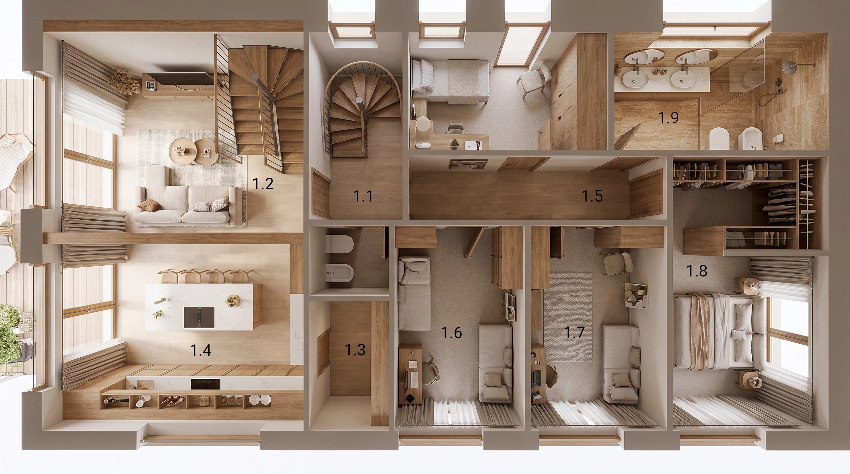 Innenraumdesign im Contemporary-Stil — Wohnzimmer von GenRoom AI